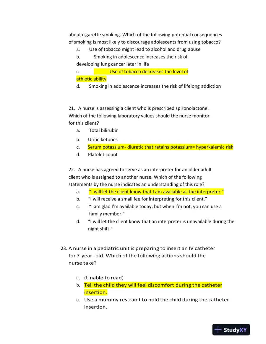 2020 ATI RN Nursing Diagnosis Exit Exam With Answers (181 Solved Questions), page 8