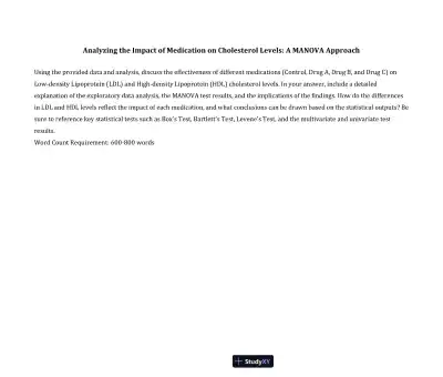 Analyzing the Impact of Medication on Cholesterol Levels: A MANOVA Approach - Page 1 preview image