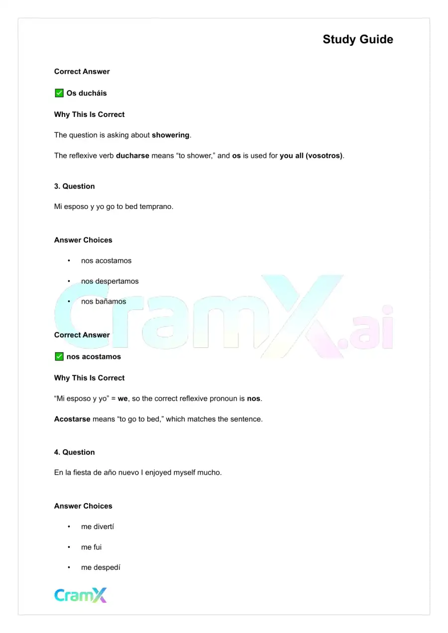 Spanish I - Reflexive, Prepositional, and Demonstrative Pronouns, page 2