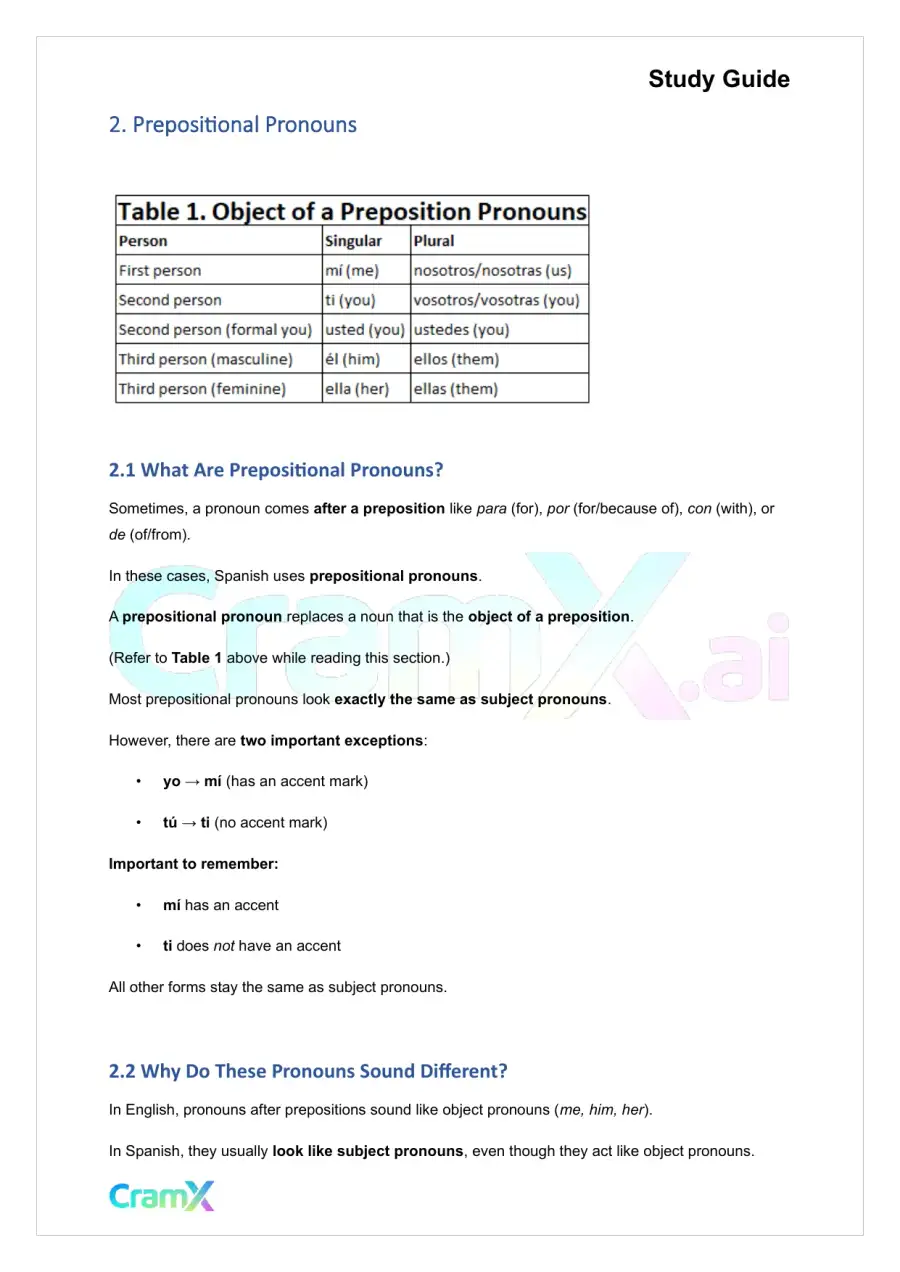 Spanish I - Reflexive, Prepositional, and Demonstrative Pronouns, page 5