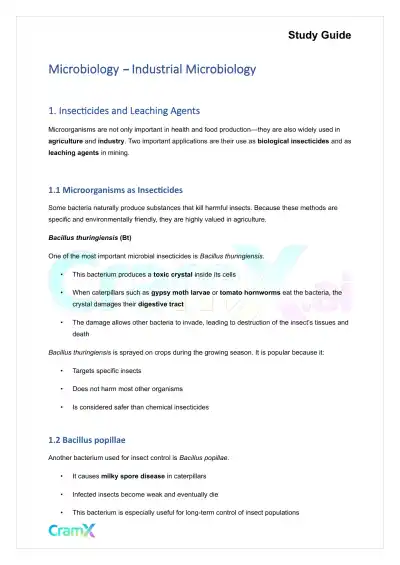 Microbiology - Industrial Microbiology - Page 1 preview image