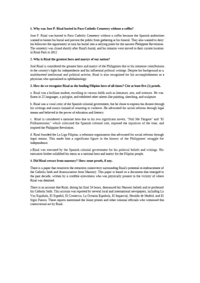 Jose Rizal The Greatest Hero of the Philippines - Page 1 preview image