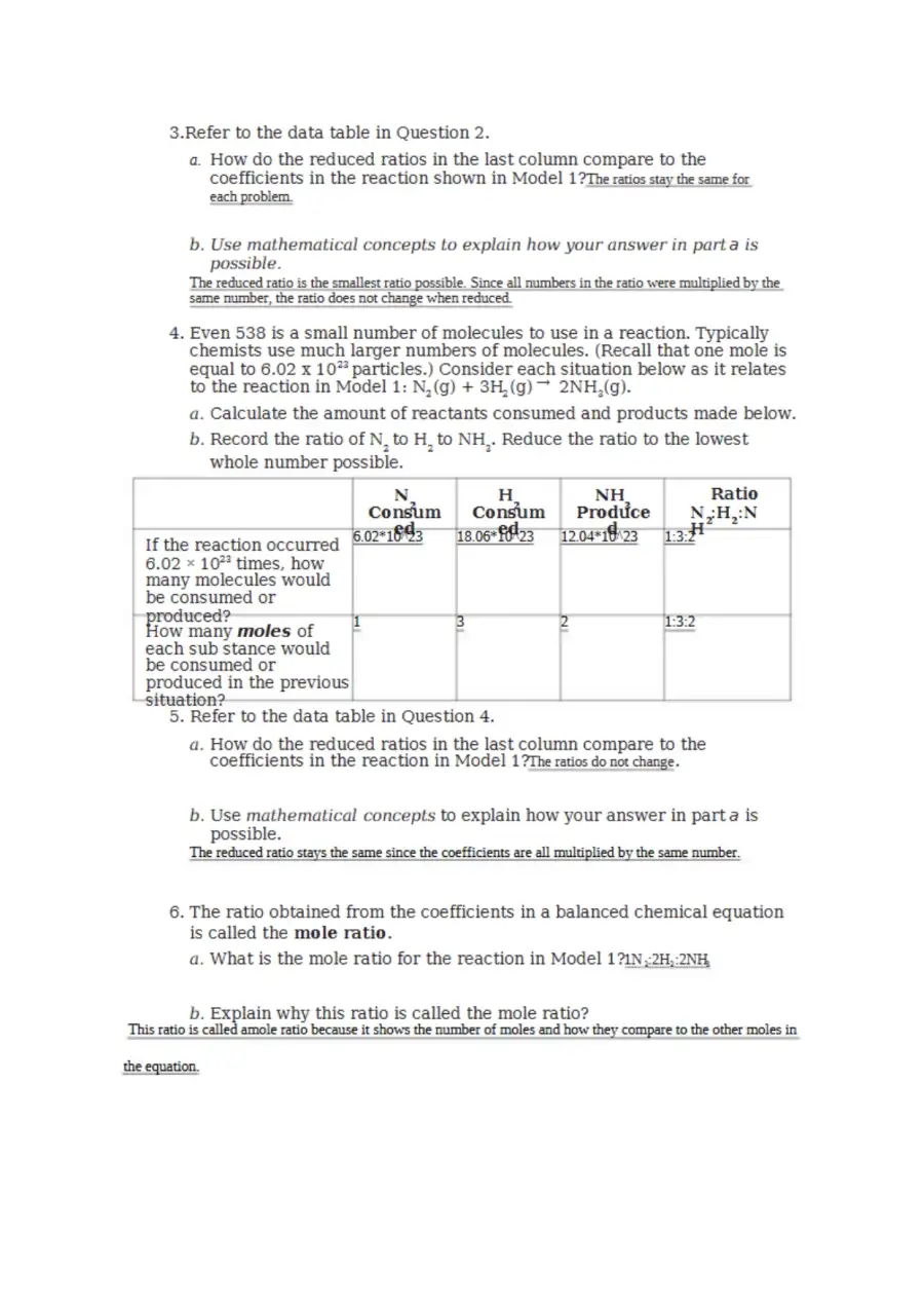 9.0 Mole Ratios POGIL 1, page 2