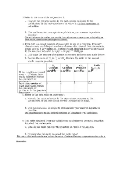 9.0 Mole Ratios POGIL 1 - Page 2 preview image