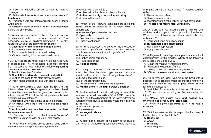 Nurselabs Neurological Practice Exam with Answers (169 Solved Questions), page 3