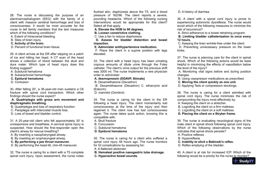 Nurselabs Neurological Practice Exam with Answers (169 Solved Questions), page 4