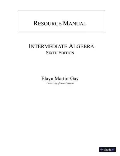 Solution Manual for Intermediate Algebra, 6th Edition - Page 1 preview image