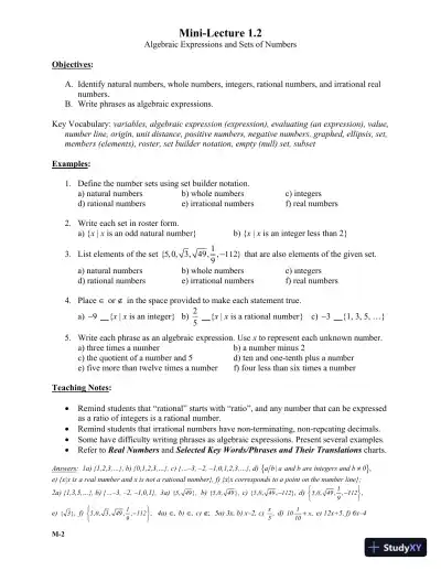 Solution Manual for Intermediate Algebra, 6th Edition - Page 5 preview image