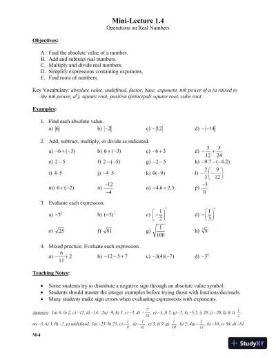 Solution Manual for Intermediate Algebra, 6th Edition - Page 7 preview image