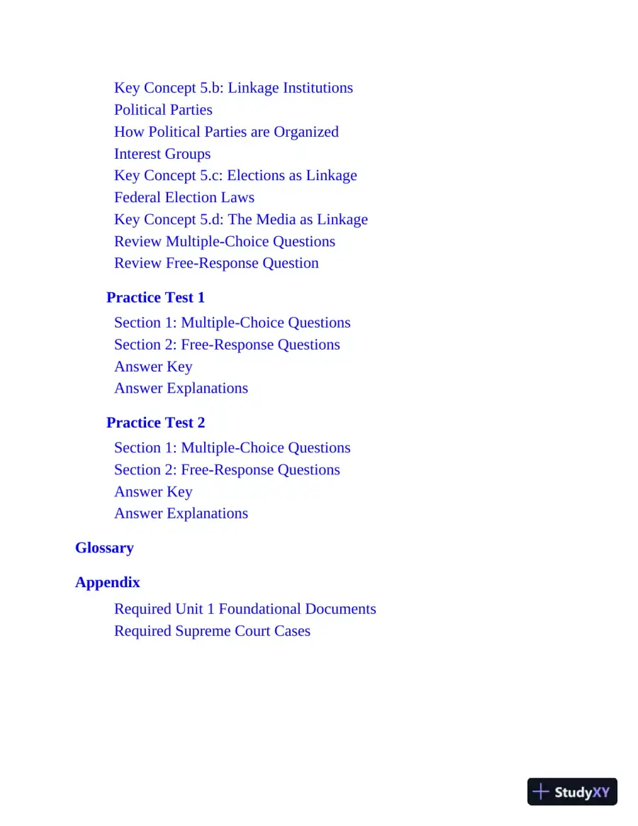 AP U.S. Government and Politics Premium, 2022-2023: 6 Practice Tests + Comprehensive Review + Online Practice (2022), page 12