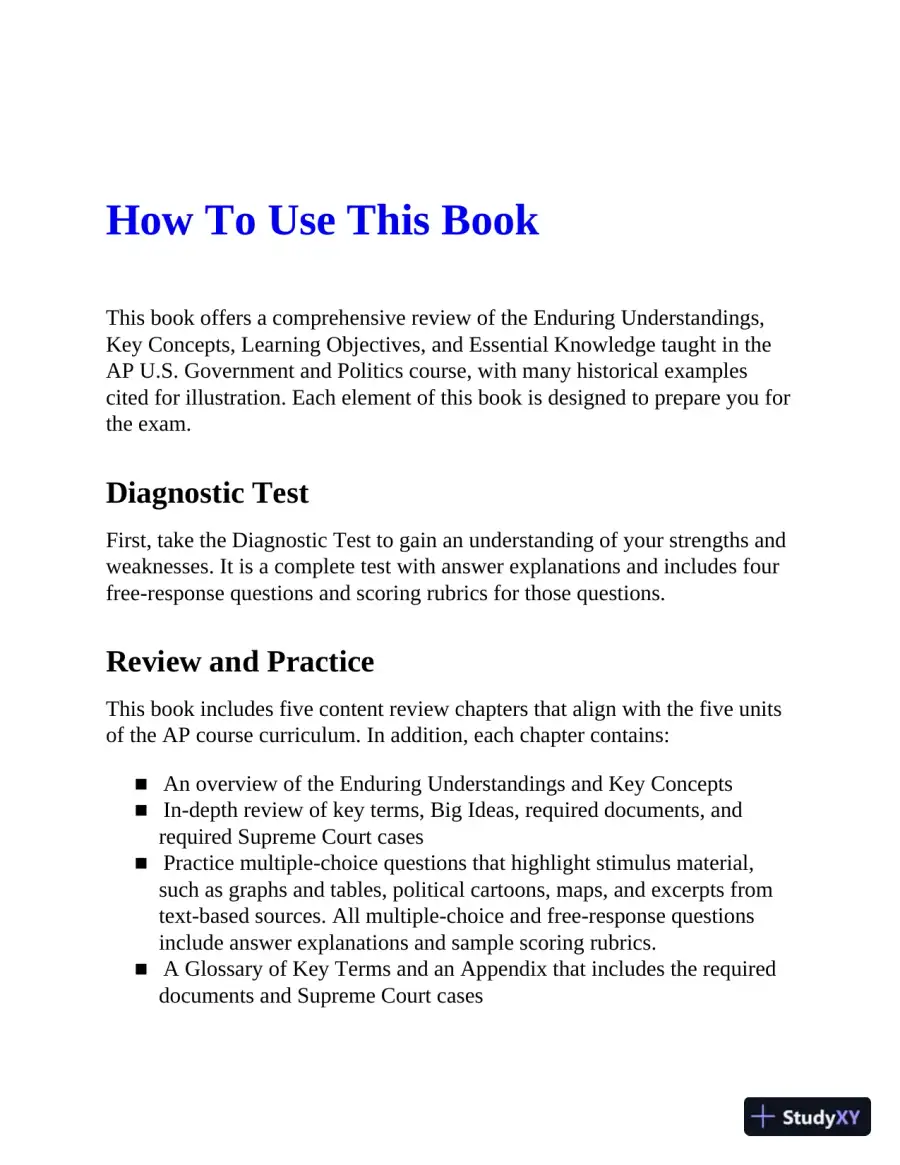 AP U.S. Government and Politics Premium, 2022-2023: 6 Practice Tests + Comprehensive Review + Online Practice (2022), page 13