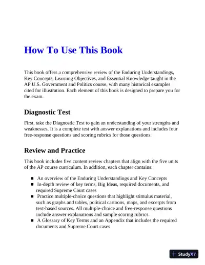 AP U.S. Government and Politics Premium, 2022-2023: 6 Practice Tests + Comprehensive Review + Online Practice (2022) - Page 13 preview image