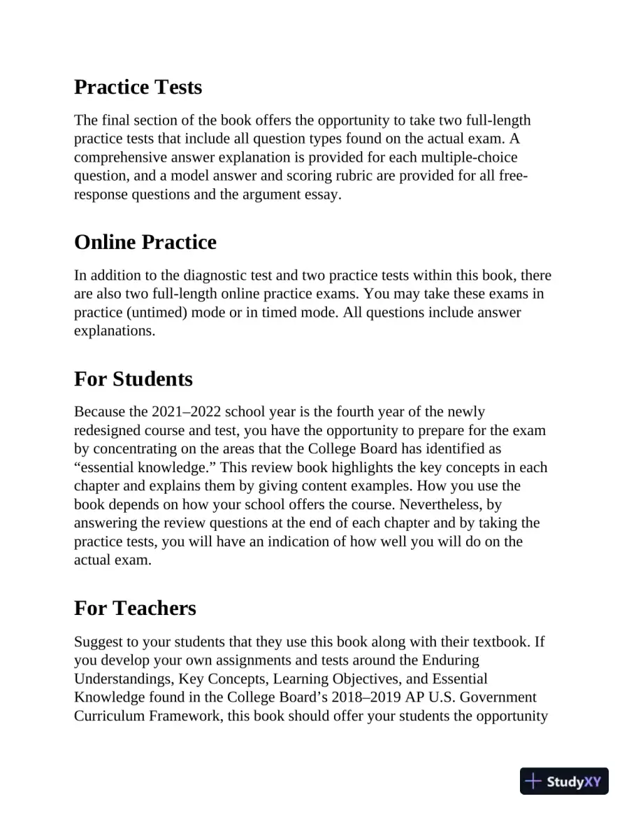 AP U.S. Government and Politics Premium, 2022-2023: 6 Practice Tests + Comprehensive Review + Online Practice (2022), page 14