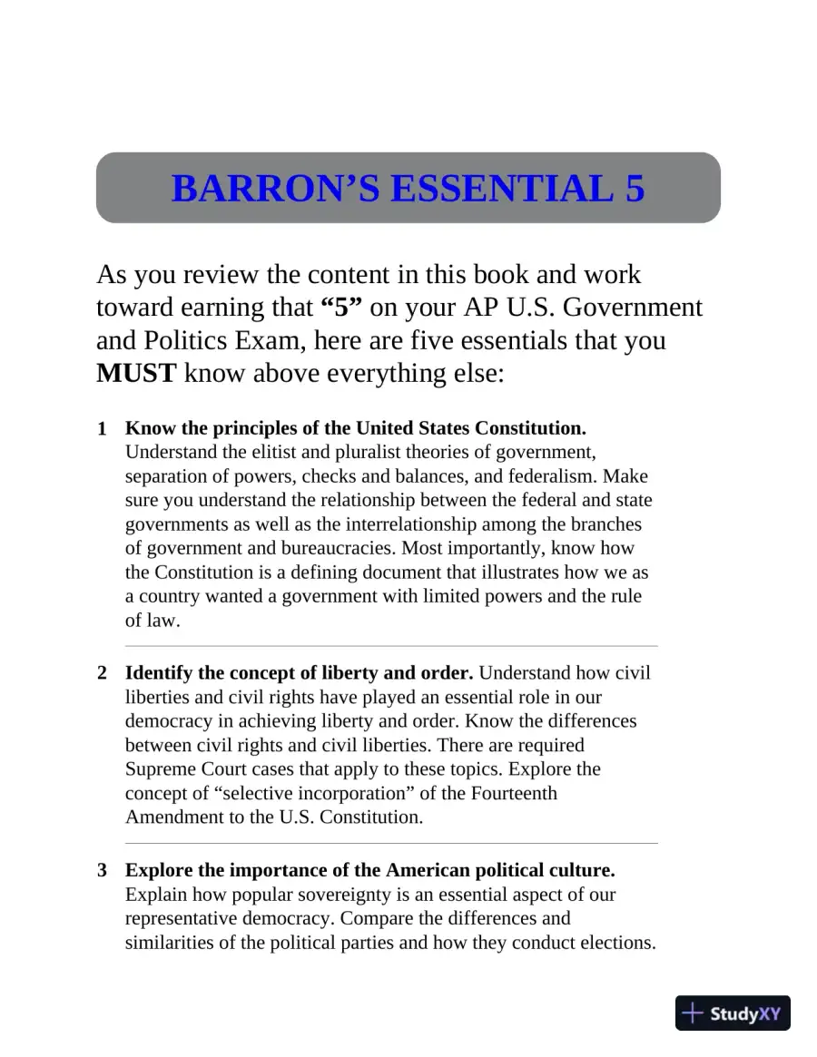 AP U.S. Government and Politics Premium, 2022-2023: 6 Practice Tests + Comprehensive Review + Online Practice (2022), page 16