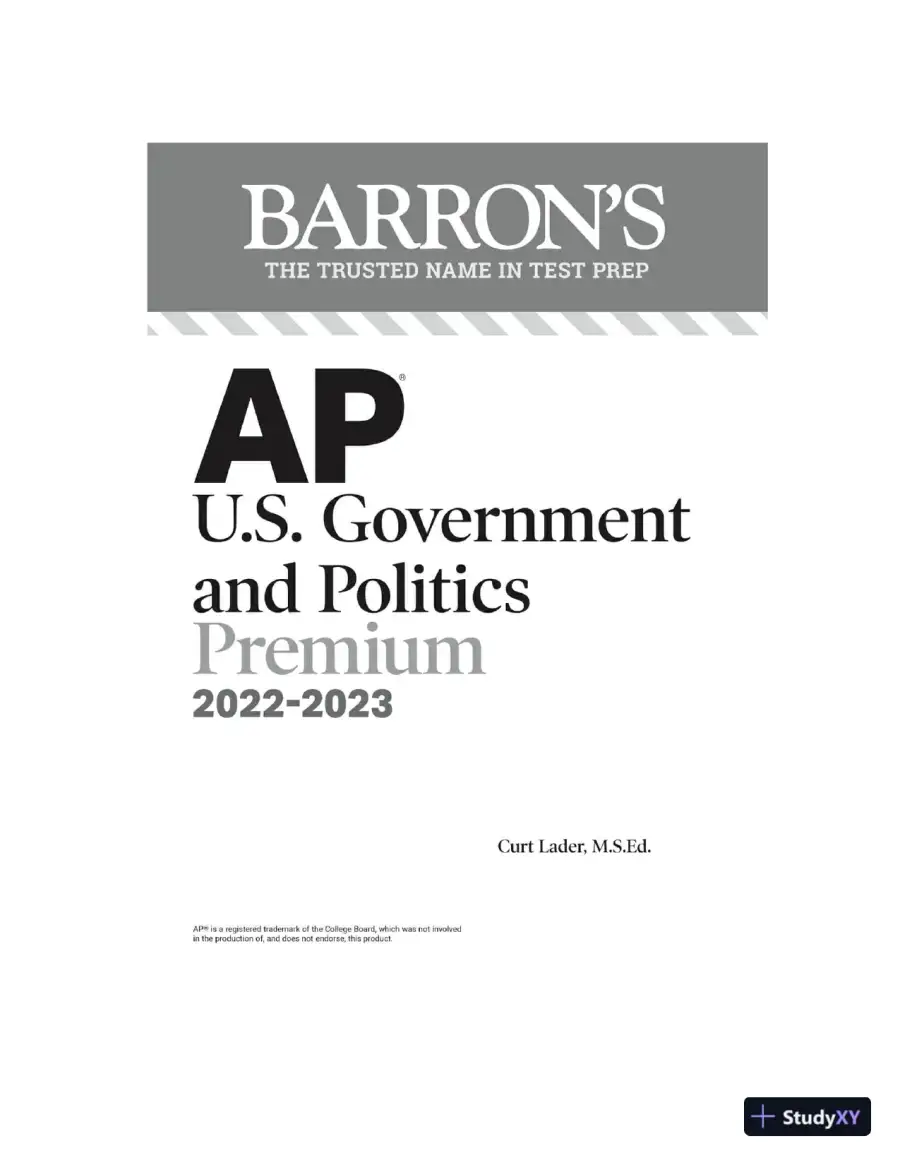 AP U.S. Government and Politics Premium, 2022-2023: 6 Practice Tests + Comprehensive Review + Online Practice (2022), page 3