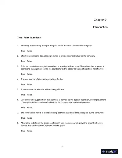 Test Bank For Operations And Supply Chain Management, 14th Edition - Page 1 preview image