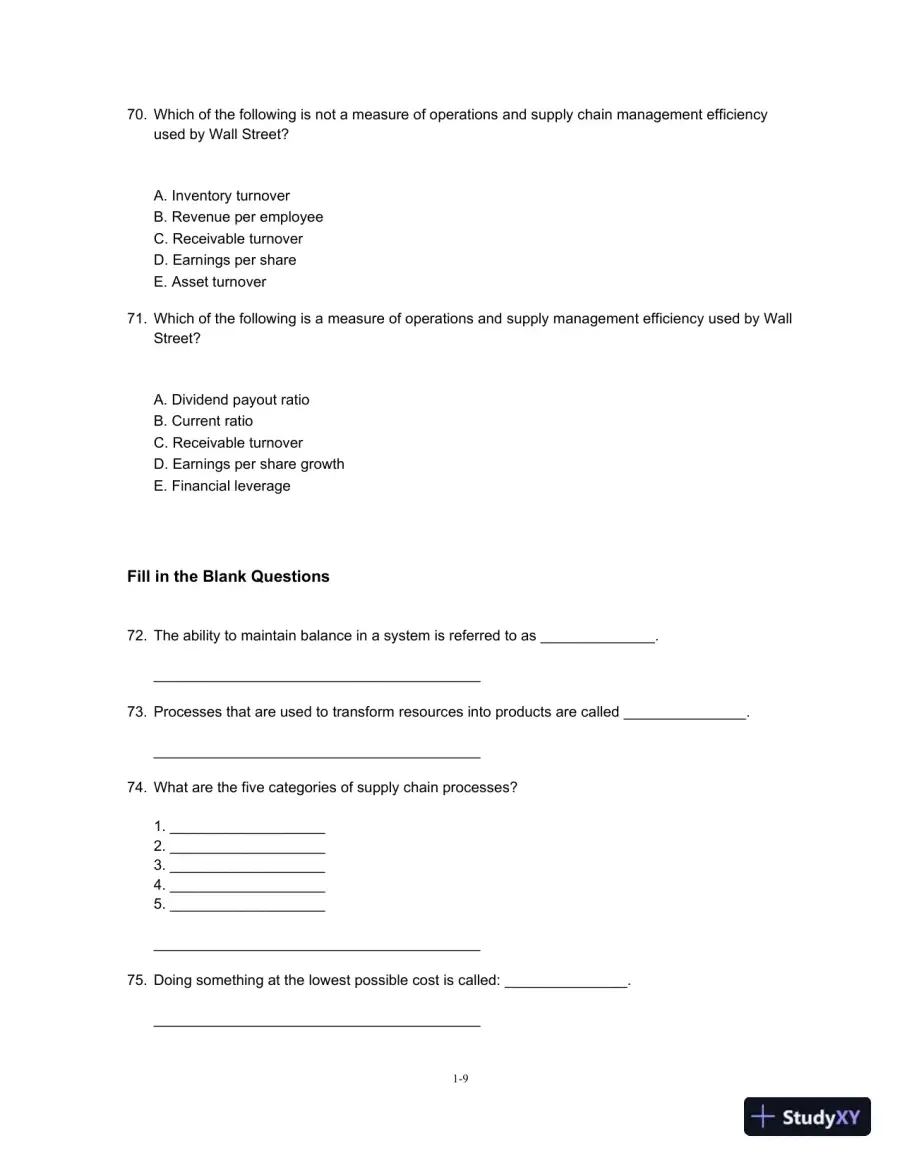 Test Bank For Operations And Supply Chain Management, 14th Edition, page 10