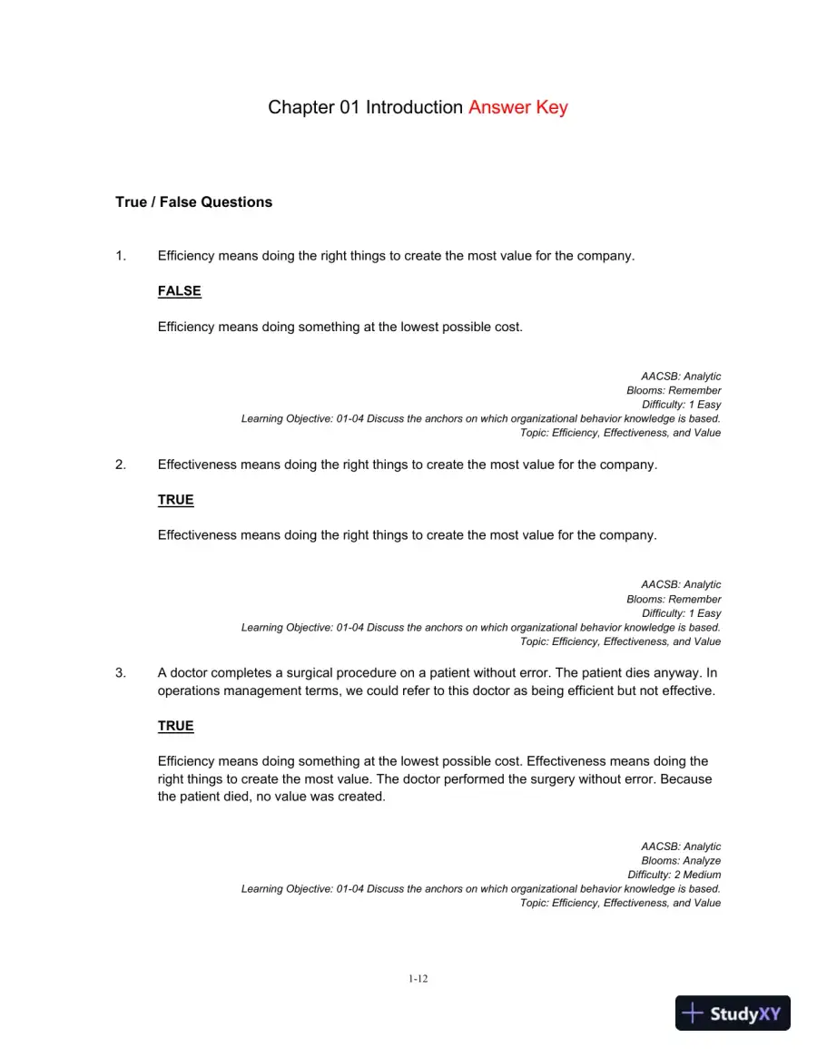 Test Bank For Operations And Supply Chain Management, 14th Edition, page 13