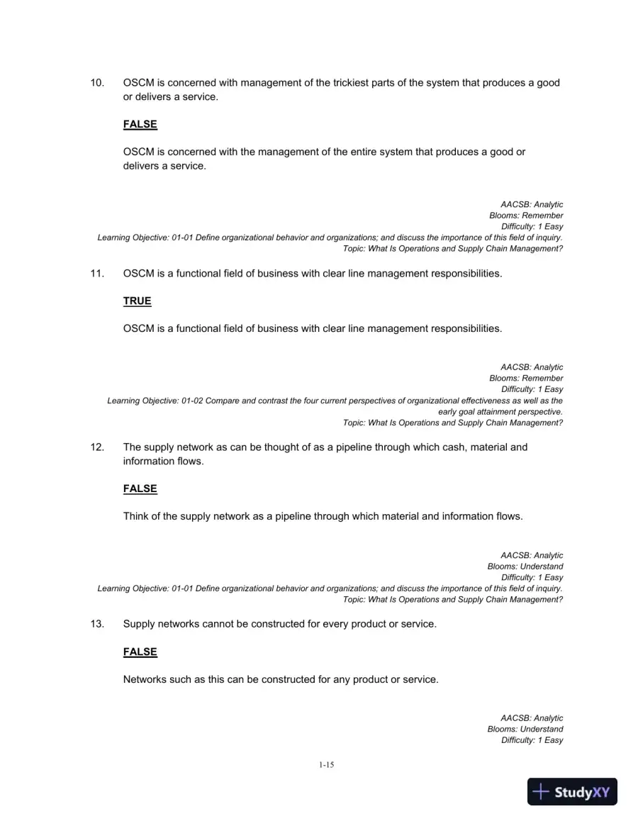 Test Bank For Operations And Supply Chain Management, 14th Edition, page 16