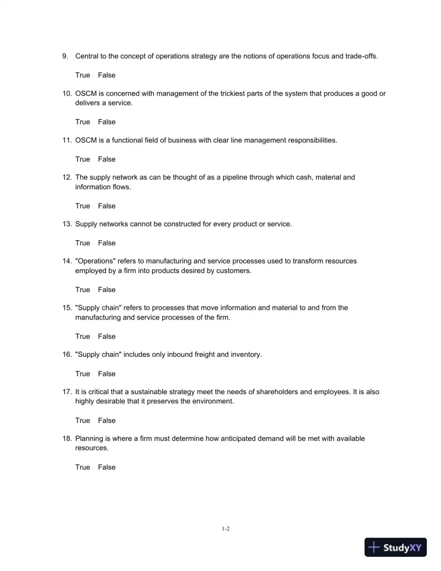 Test Bank For Operations And Supply Chain Management, 14th Edition, page 3