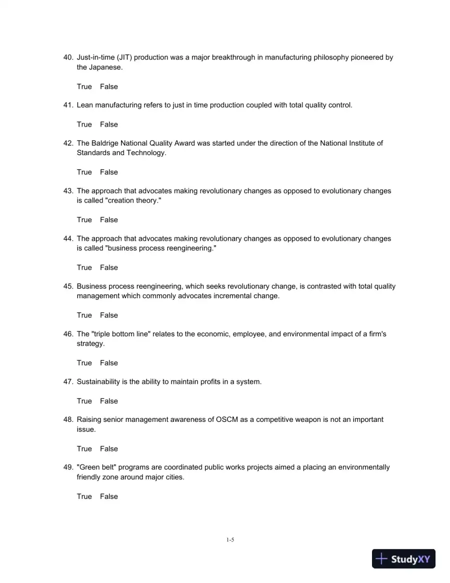 Test Bank For Operations And Supply Chain Management, 14th Edition, page 6
