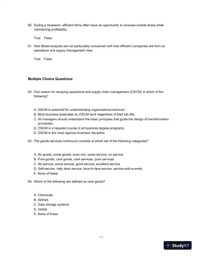 Test Bank For Operations And Supply Chain Management, 14th Edition - Page 8 preview image