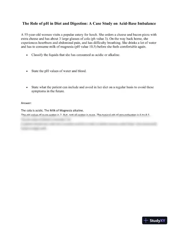 The Role of pH in Diet and Digestion: A Case Study on Acid-Base Imbalance - Page 1 preview image
