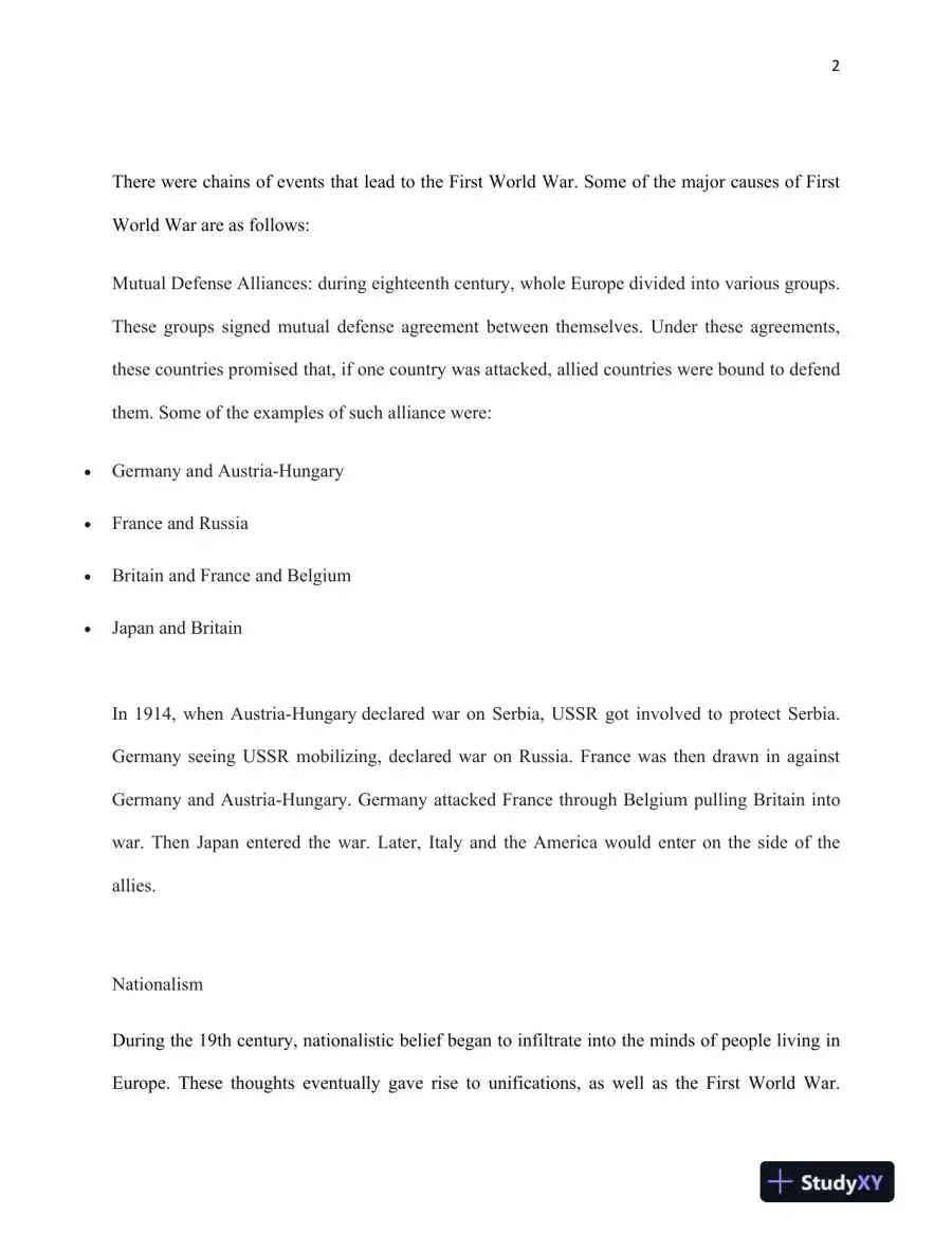The Causes and Consequences of the First World War, page 3