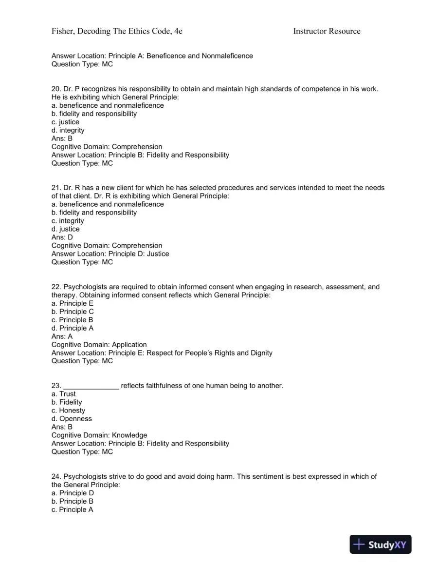 Decoding the Ethics Code: A Practical Guide for Psychologists Fourth Edition Test Bank, page 14
