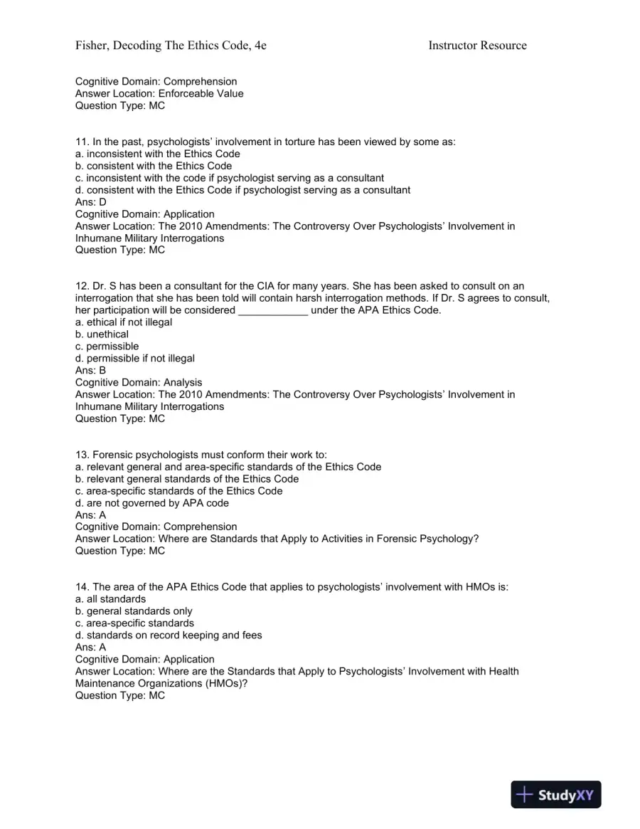 Decoding the Ethics Code: A Practical Guide for Psychologists Fourth Edition Test Bank, page 4