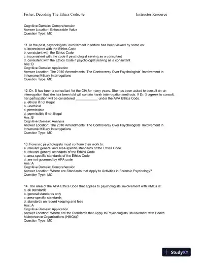 Decoding the Ethics Code: A Practical Guide for Psychologists Fourth Edition Test Bank - Page 4 preview image