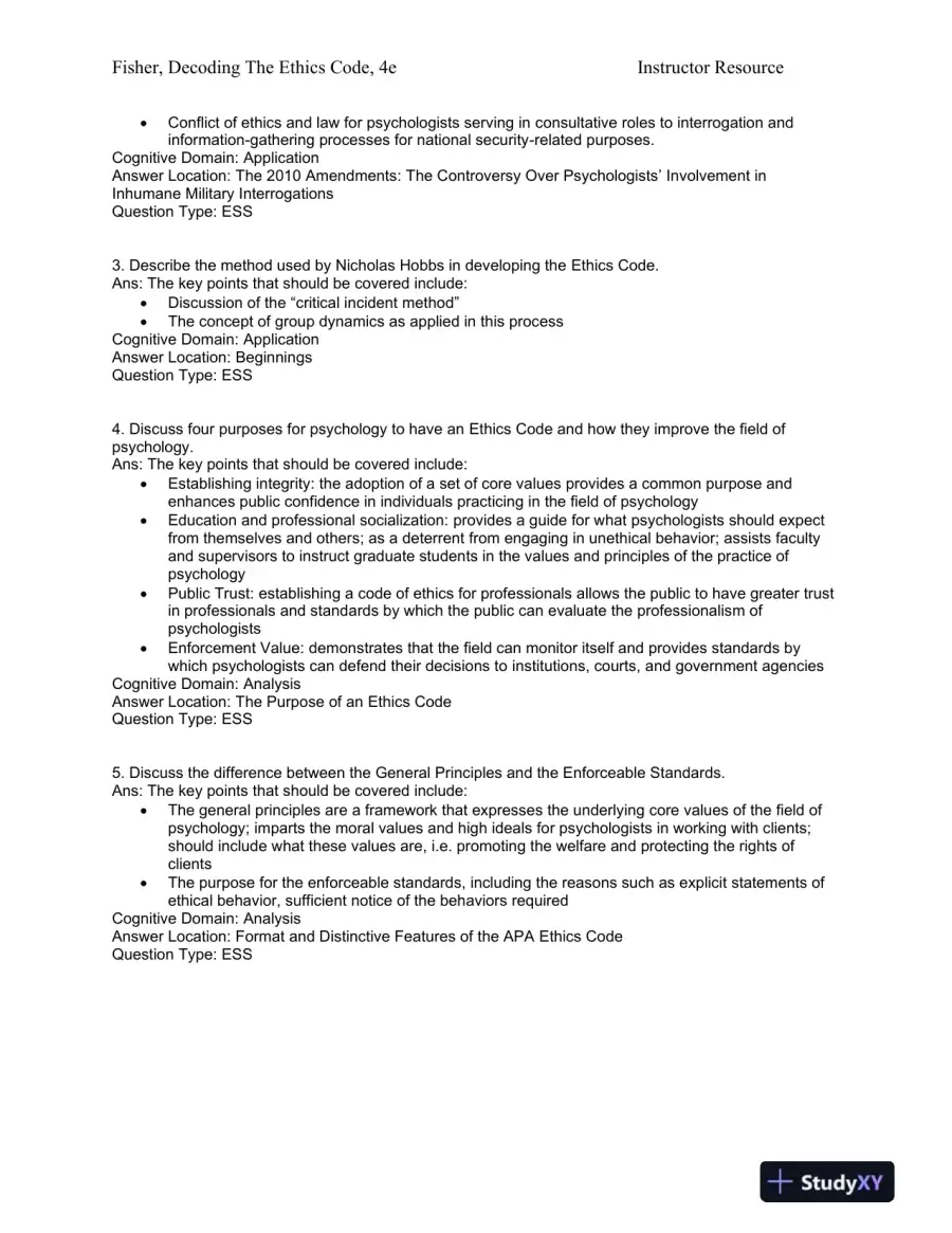 Decoding the Ethics Code: A Practical Guide for Psychologists Fourth Edition Test Bank, page 9