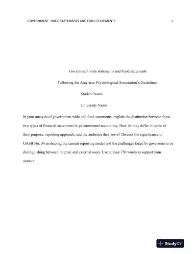 Government wide statements and Fund statements - Page 1 preview image