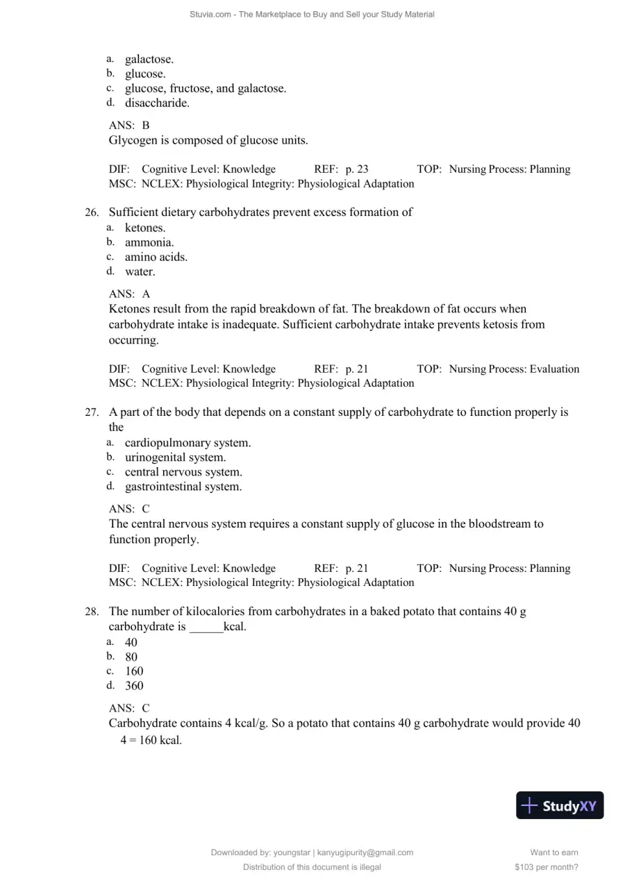 Test Bank for Williams' Basic Nutrition and Diet Therapy, 16th Edition (Chapters 1-23), page 20