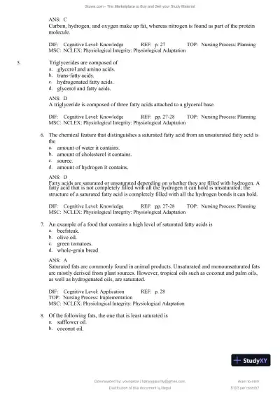 Test Bank for Williams' Basic Nutrition and Diet Therapy, 16th Edition (Chapters 1-23) - Page 23 preview image