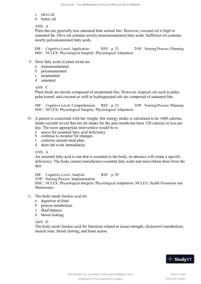 Test Bank for Williams' Basic Nutrition and Diet Therapy, 16th Edition (Chapters 1-23) - Page 24 preview image