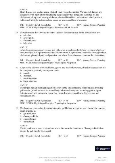 Test Bank for Williams' Basic Nutrition and Diet Therapy, 16th Edition (Chapters 1-23) - Page 27 preview image