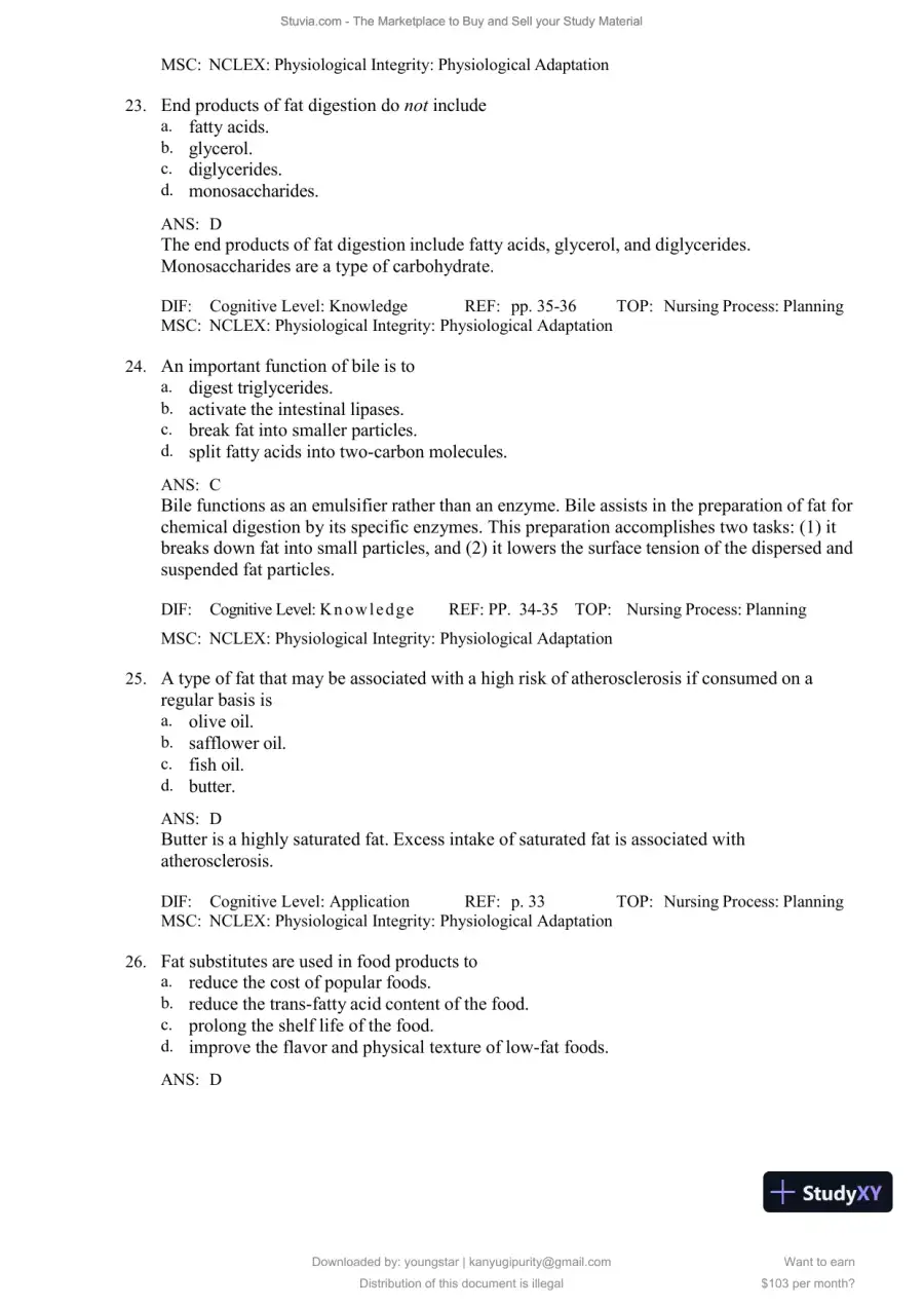 Test Bank for Williams' Basic Nutrition and Diet Therapy, 16th Edition (Chapters 1-23), page 28
