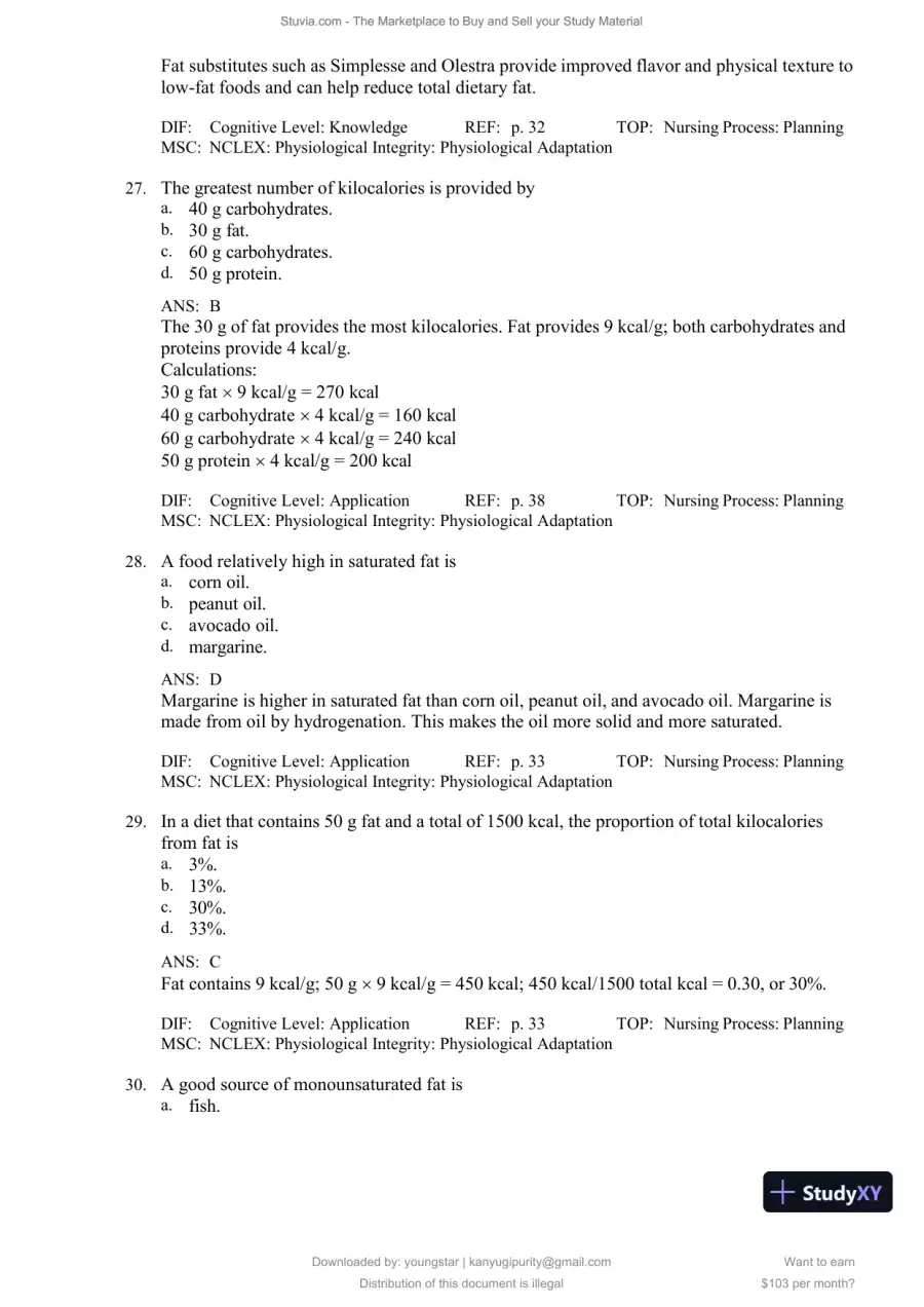 Test Bank for Williams' Basic Nutrition and Diet Therapy, 16th Edition (Chapters 1-23), page 29