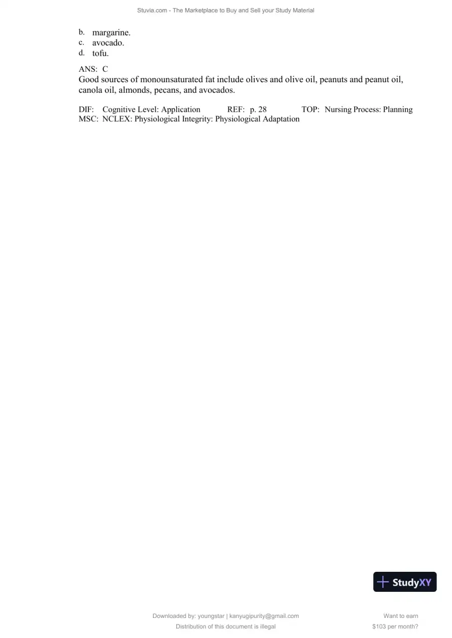 Test Bank for Williams' Basic Nutrition and Diet Therapy, 16th Edition (Chapters 1-23), page 30