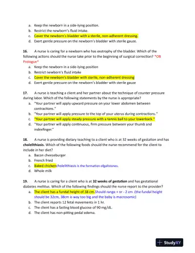 2019 ATI RN Maternal Newborn Proctored Exam NGN With Answers (70 Solved Questions) - Page 5 preview image
