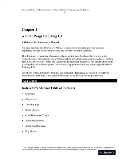 Lecture Notes for Microsoft Visual C#: An Introduction to Object-Oriented Programming, 7th Edition - Page 1 preview image