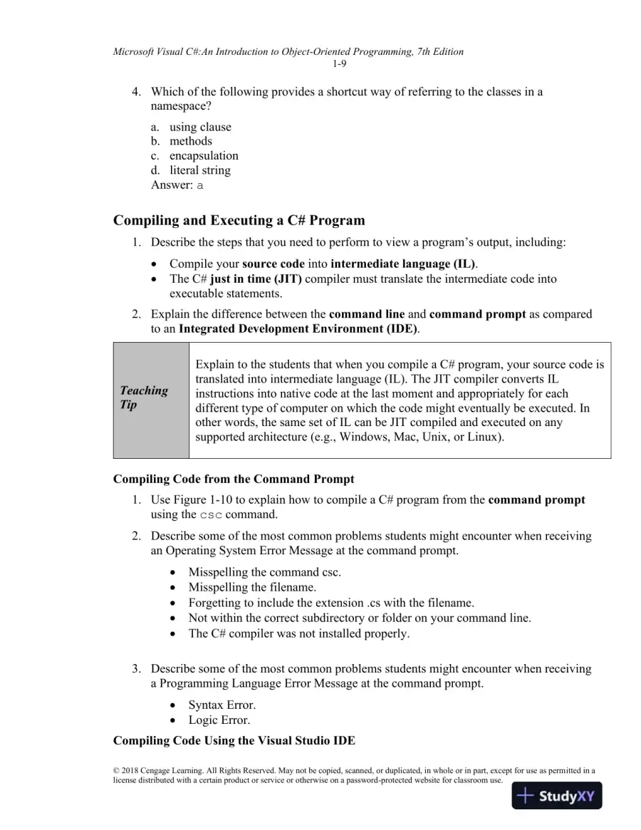 Lecture Notes for Microsoft Visual C#: An Introduction to Object-Oriented Programming, 7th Edition, page 10