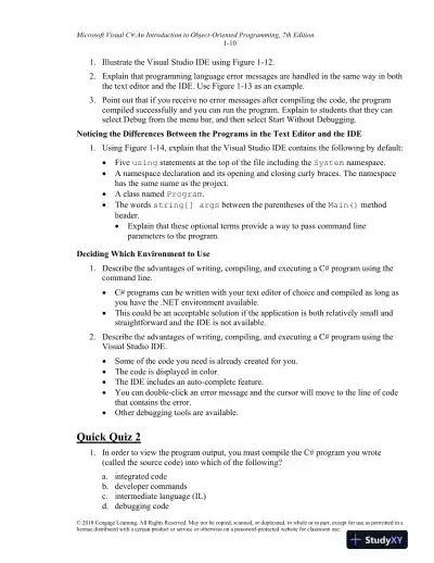 Lecture Notes for Microsoft Visual C#: An Introduction to Object-Oriented Programming, 7th Edition - Page 11 preview image