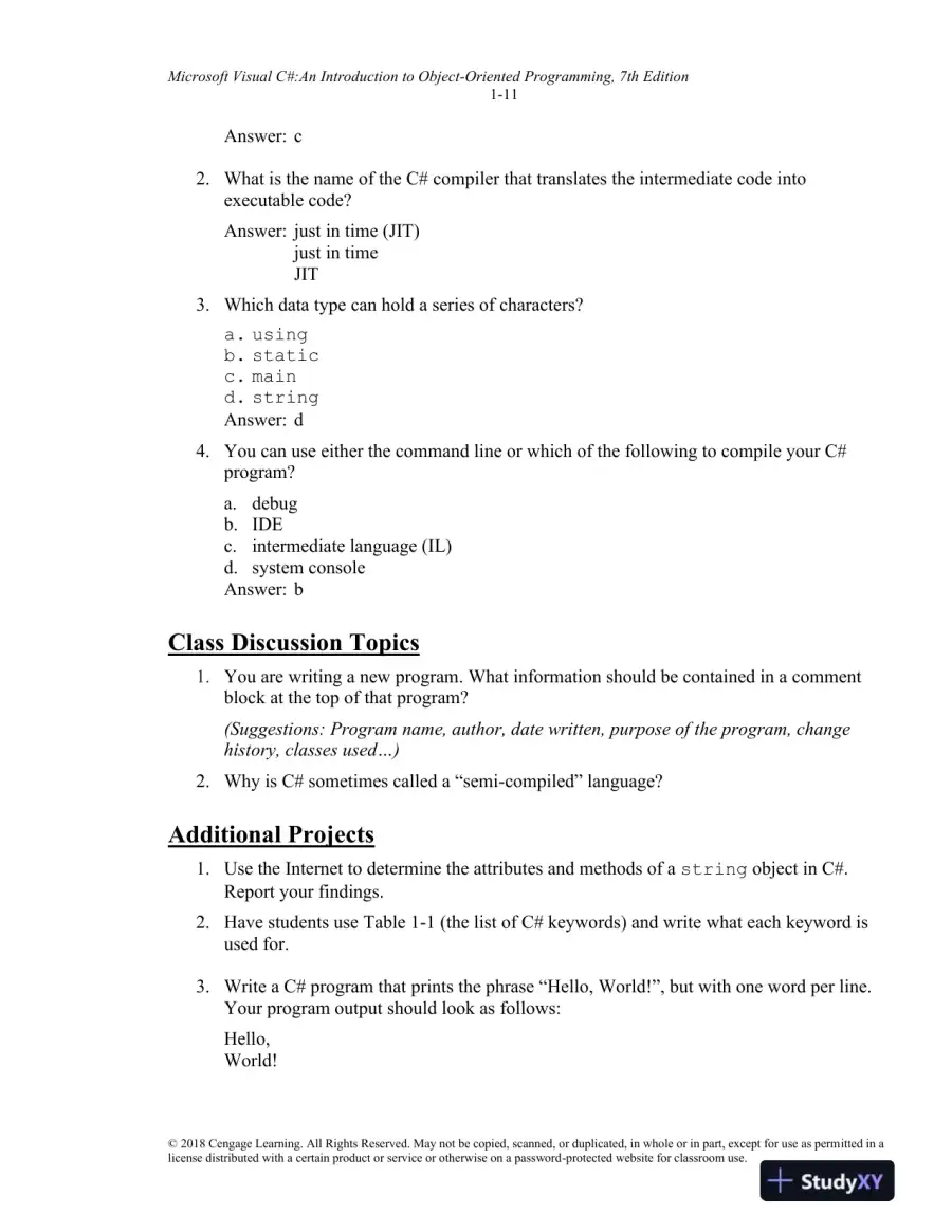 Lecture Notes for Microsoft Visual C#: An Introduction to Object-Oriented Programming, 7th Edition, page 12