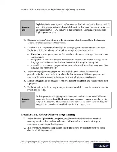 Lecture Notes for Microsoft Visual C#: An Introduction to Object-Oriented Programming, 7th Edition - Page 4 preview image