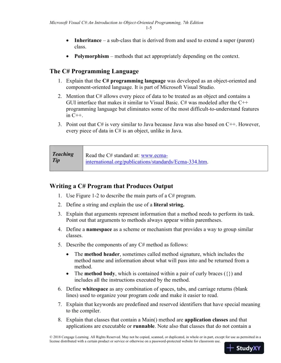 Lecture Notes for Microsoft Visual C#: An Introduction to Object-Oriented Programming, 7th Edition, page 6