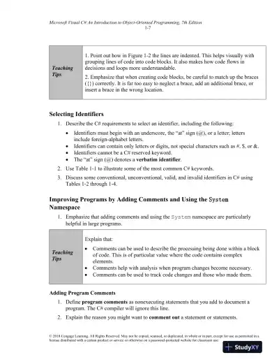 Lecture Notes for Microsoft Visual C#: An Introduction to Object-Oriented Programming, 7th Edition - Page 8 preview image