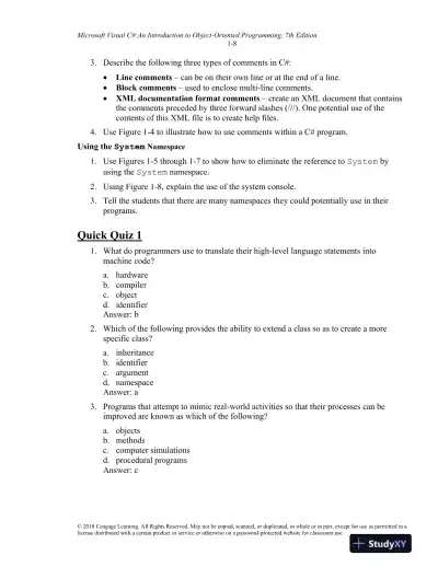 Lecture Notes for Microsoft Visual C#: An Introduction to Object-Oriented Programming, 7th Edition - Page 9 preview image