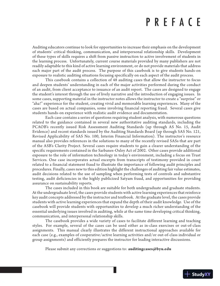 Solution Manual for Auditing Cases: An Interactive Learning Approach, 5th Edition, page 12